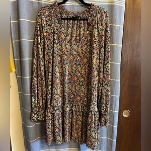 Black floral boho dress